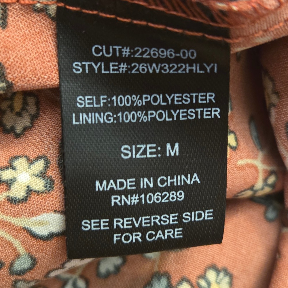 Trixxi Floral Puff Sleeve Mini Dress Rust Orange M Cottagecore Boho Romantic - Picture 11 of 12